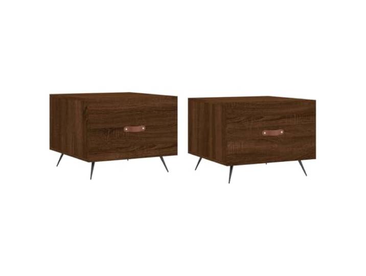 Couchtische 2 St. Braun Eiche 50x50x40 cm Holzwerkstoff,Eisenbeine,Präsentationsplatte,Aufbewahrung,leicht zu reinigen