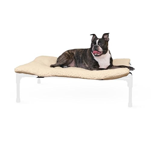 K&H Pet Products Origineel verhoogd microfleece hondenbed voor buiten, Havanna fleece, maat M, 81,3 x 63,5 cm