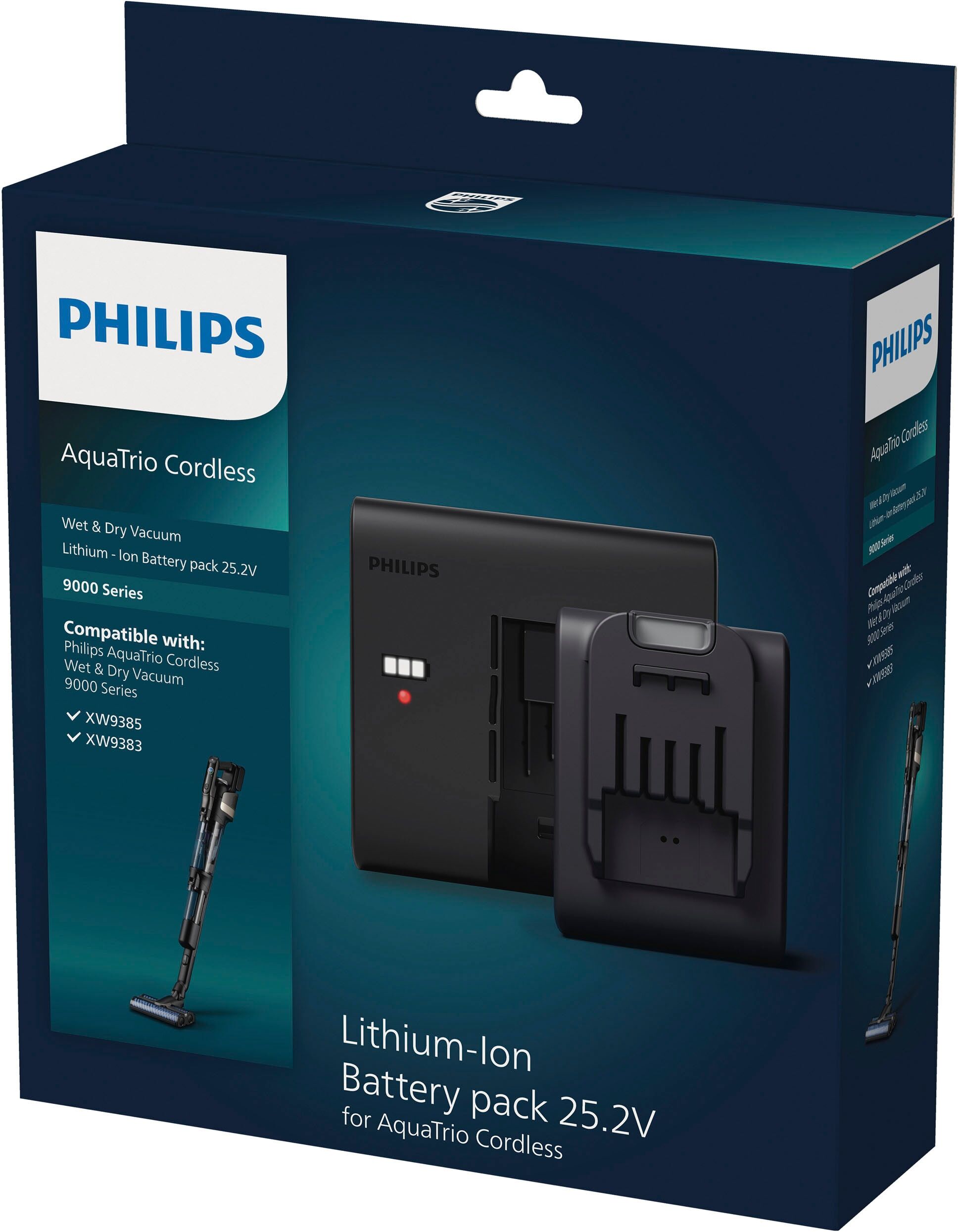 Philips Staubsauger-Akku "XV1797/01", schwarz, 25,2 V, Akkumulatoren, Wechselakku + Schnellladestation für AquaTrio; 25,2 V, Staubsauger-Akku