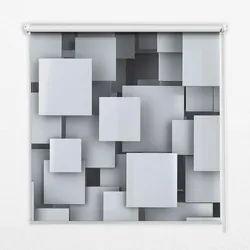INNENROLLO - Fensterrollo - Rollo - 150x140 cm - Graue 3D-Quadrate