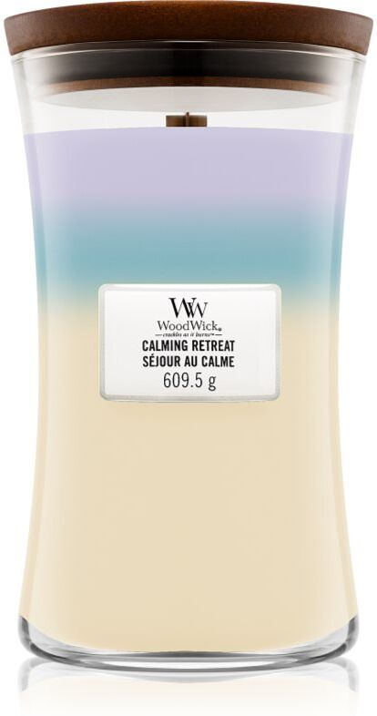 Woodwick Trilogy Calming Retreat bougie parfumée avec mèche en bois 609.5 g