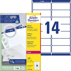 AVERY Zweckform Adressetiketten L7163-100 weiß 99,1 x 38,1 mm