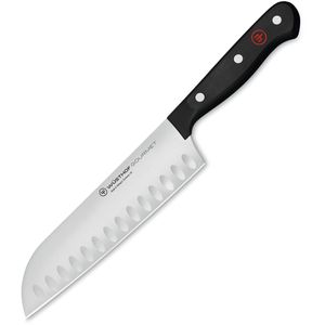 Wüsthof Santokumesser Gourmet 1025046017, 17 cm Edelstahlklinge mit Kullenschliff, Kunststoffgriff