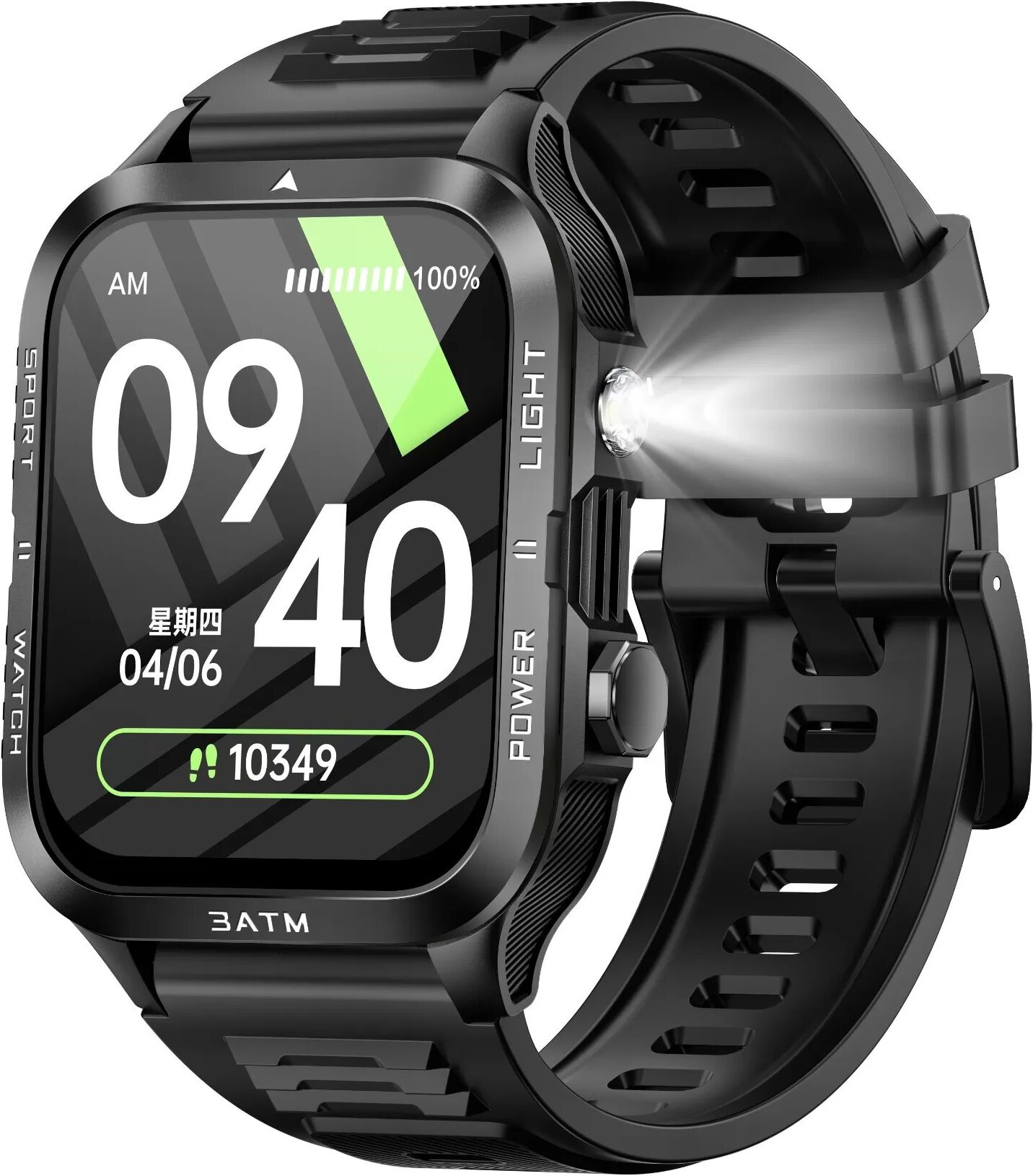 INF Smartwatch mit Licht - Fitness Tracker, Herzfrequenz- & Schlafüberwachung, kompatibel mit Da Fit APP Schwarz-Weiss