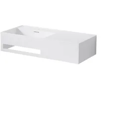 Steinberg Serie 443 Wand-Waschtisch, Auszug rechts, Handtuchhalter links, 900x400x200mm, 1 Hahnloch, mit Überlauf, SOLIDSurface, 4437200W