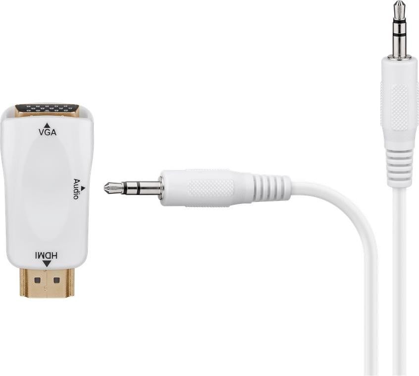 Goobay Compacte HDMI/VGA-adapter met audio, verguld, wit