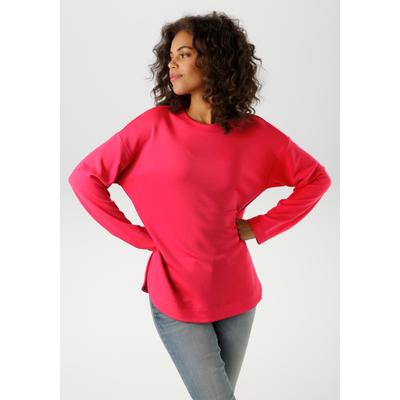 Sweatshirt ANISTON CASUAL, Damen, Gr. 38, pink, Jersey, Obermaterial: 49% Modal, 46% Polyester, 5% Elasthan, unifarben, lässig geschnitten Po-bedeckend, Rundhals, Sweatshirts Sweatshirt, in trendiger Farbpalette, Topseller