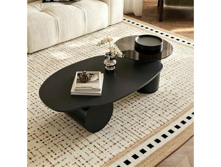 2-teiliges Set moderner Satztische, Wohnzimmertisch aus Sinterstein Einzigartiger Couchtisch mit Stauraum – Möbel für Boutique-Hotel-Lobbys und exklusive Wohnbereiche(B,120cm/47.2in)