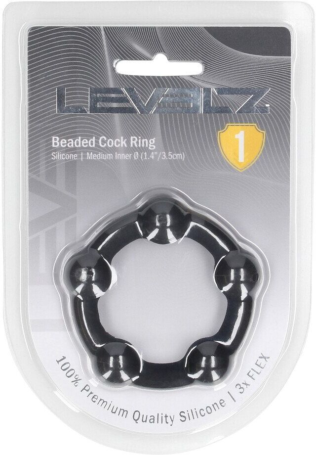 Levelz Cockring en silicone perlé - M - 35mm - Noir
