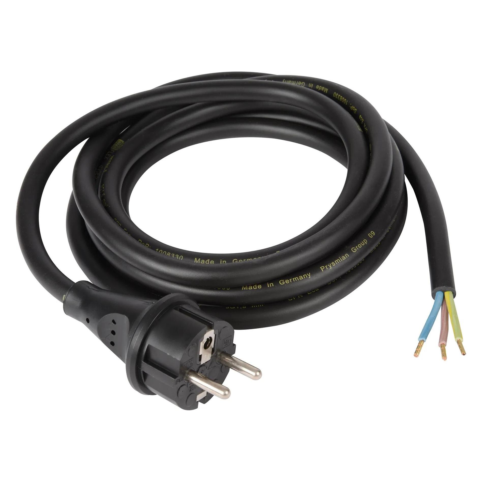 H+B 51307355 Netzkabel mit Aderendhülsen und Schutzkontakt Anschluss offen (51307355)