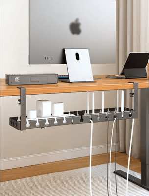 Inspire Picks Extendable Steel Under Desk Cable Management Tray With Power Strip Holder f