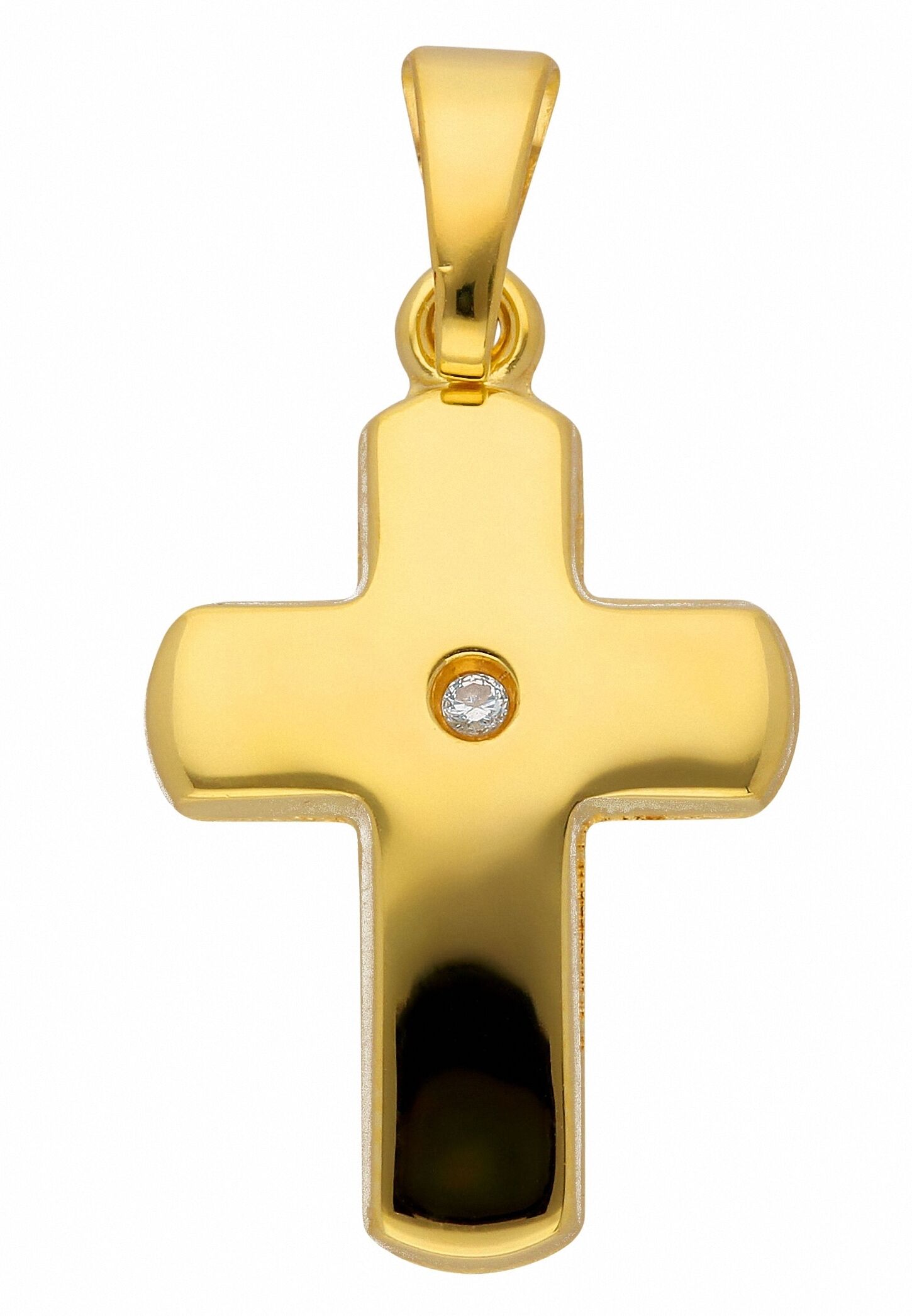 Kettenanhänger ADELIA´S "585 Gold Kreuz Anhänger mit Diamant", gold, Schmuckanhänger, Damen, 0,01 SI = kleine Einschlüsse mit Diamant, Gelbgold 585, Kettenanhänger