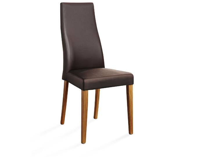 BEILA Polsterstuhl, Material Echtleder / Eiche massiv, braun