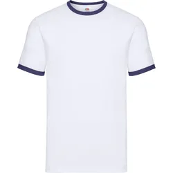 Fruit of the Loom VALUEWEIGHT RINGER T - Herren T-Shirt mit Rundhalsausschnitt, weiß/navy, 3XL