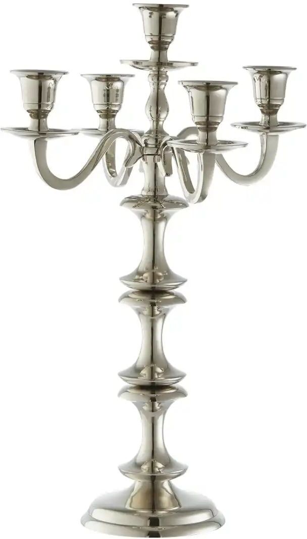 HOME STORY 5er Kerzenhalter   ¦ silber ¦ Aluminium ¦ Maße (cm): B: 25 H: 43 T: