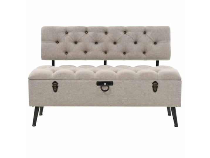 HBBMGYD Sitzbank mit Rückenlehne, 110 cm, cremefarben, Stoff Vintage, Metallbeine, Stauraum, vielseitig einsetzbar, inklusive Montageanleitung