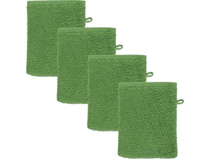 REDBEST Waschhandschuh Oceanside 4er-Pack Leichtfrottier grün Größe 16x21 cm