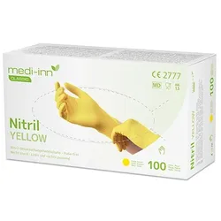 100 `Medi-Inn® Classic` Handschuhe, Nitril puderfrei gelb `Nitril Yellow` Größe XL