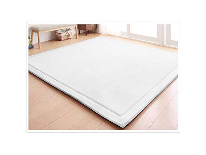 Loartee 130x190cm Kinder-Teppich, korallenrote Samt-Krabbeldecke fürs Kind Weiß, Korallenroter Samt-Kinderteppich, stoßdämpfend, für Krabbelkinder