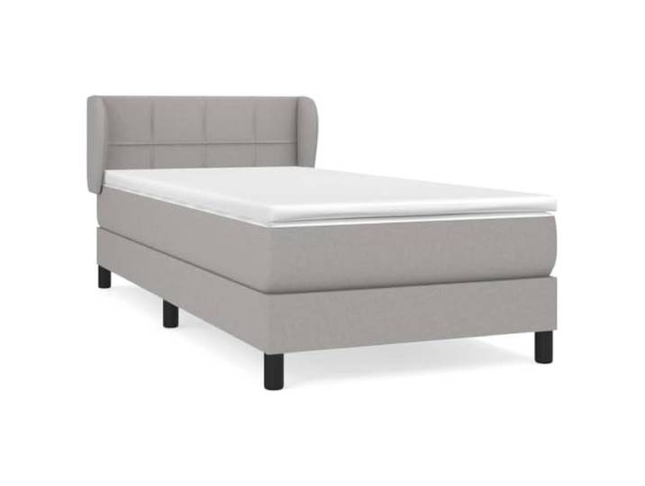 PUGYNBK Boxspringbett mit Matratze, Stoff, Hellgrau, 100 x 200 cm Höhenverstellbares Kopfteil, Taschenfederkerne, mittlere Festigkeit, atmungsaktiv