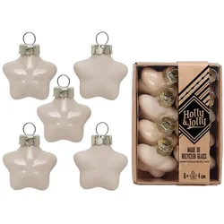Holly & Jolly 8 Christbaumschmuck Sterne 4cm Glas Christbaumkugeln matt & glänzend kleine Weihnachtskugeln Weihnachten Weihnachtsbaumschmuck Deko Precious Ivory