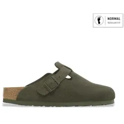 Birkenstock für Herren. 1024721 Leder-Clogs Boston (Reguläre Passform) grün (45), Wohnung, Keine, Lässig