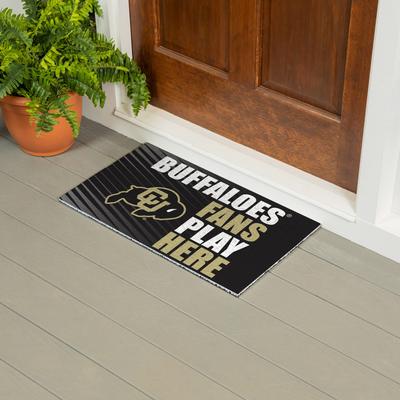 Evergreen "28 in. x 16 in. University of Colorado ""Fans Play Here"" PVC Door Mat"