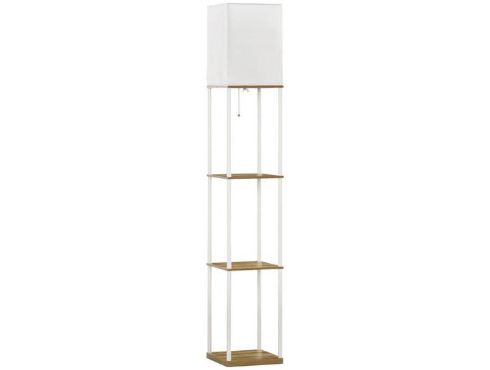Homcom Stehlampe, Stehleuchte mit 3 Fächern, E27 Sockel, Weiß, exkl. Glühbirne, 26x159x26 cm, Lampen & Leuchten, Innenbeleuchtung, Stehlampen