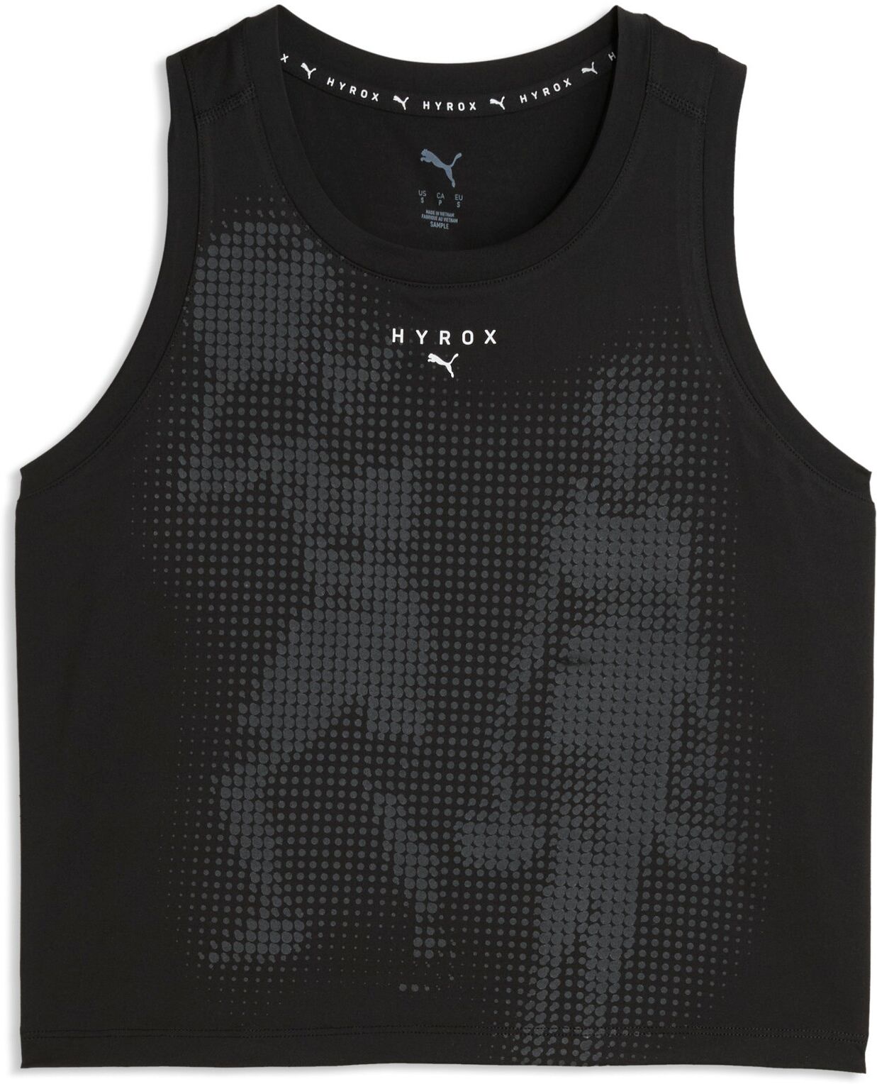 Tanktop PUMA "W X HYROX CLOUDSPUN THERMOADAPT CROP TANK", Damen, Gr. XL, schwarz (puma schwarz), Jersey, Obermaterial: 94% Polyester, 6% Elasthan, regular fit kurz, Rundhals, Tops Tanktop, Regular Fit, ärmellos, für Fitnessaktivitäten