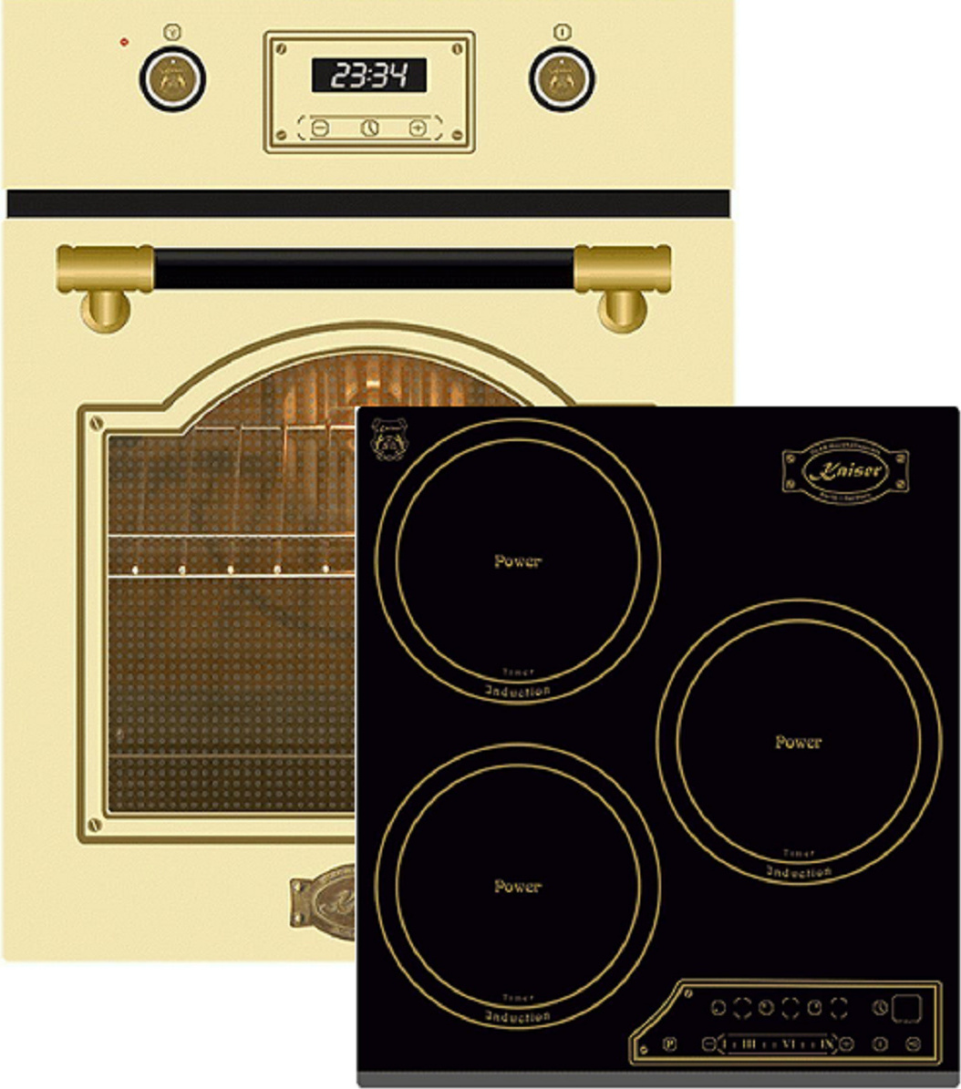 Kaiser Küchengeräte Induktions Herd-Set EH 4796 ElfAD Einbaubackofen 45 cm +KCT 4795 FI AD Induktionskochfeld 45 cm