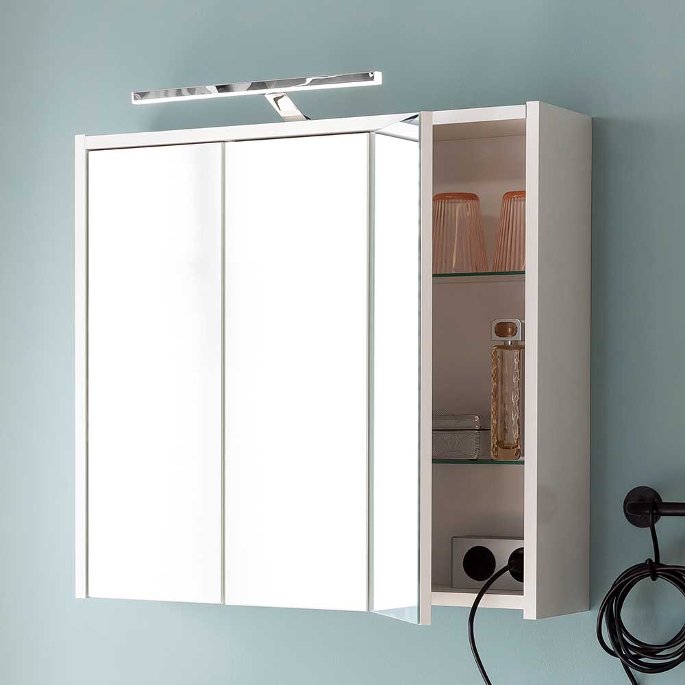 Pharao24.de Spiegelschrank mit Beleuchtung in Weiß Made in Germany