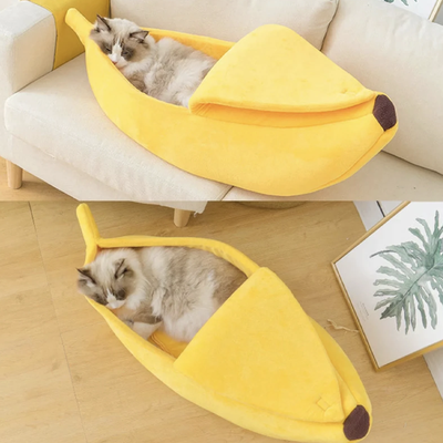PetsAreLife Cotton Banana Cat Bed Extra Large