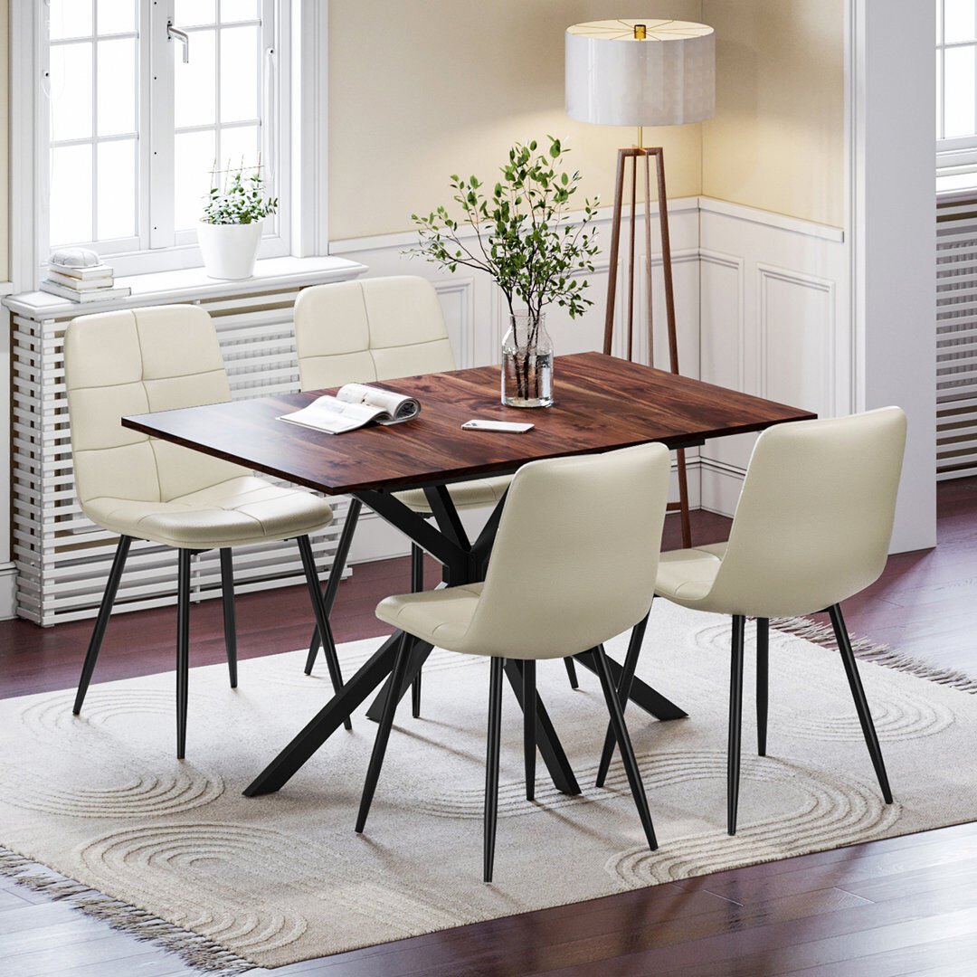 George Oliver 4 -Person Extendable Dining Set Beige/Brown 4
