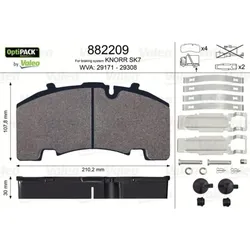 Bremsbelagsatz Scheibenbremse VALEO 882209