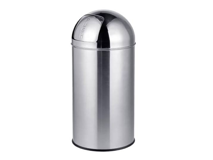 Relaxdays Poubelle\, 50 L\, couvercle poussoir\, inox\, argent seau intérieur amovible\, cuisine\, salle de bains\, poubelle