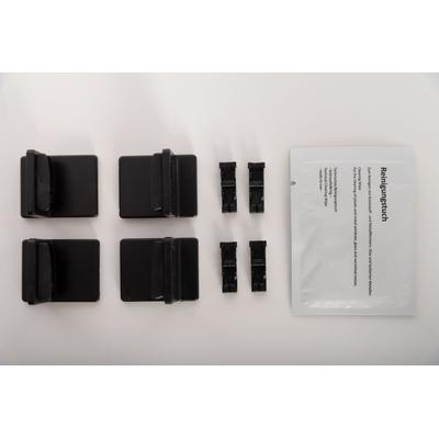 Klebeträger K-HOME, schwarz, Kunststoff, Sichtschutzbefestigungen, für die Befestigung von verspannten Plissees auf dem Fensterrahmen