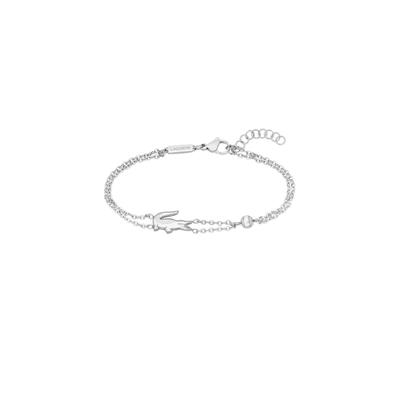 Armkette LACOSTE "CROCODILE", silber (edelstahlfarben), Armbänder, Damen, 19cm, Edelstahl, Armkette