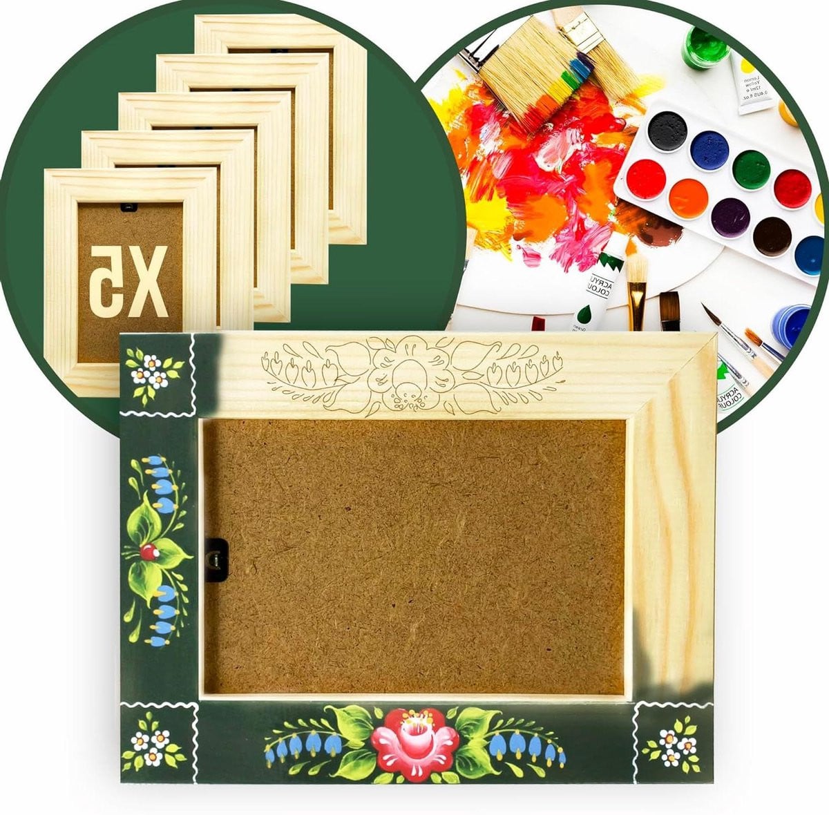 Set van 5 onafgewerkte houten fotolijsten voor decoratie en knutselen, 4x6 inch