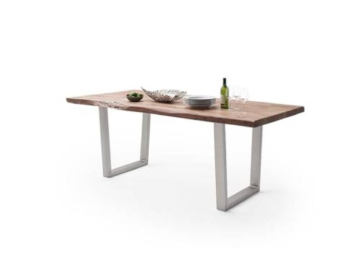 möbelando Baumkantentisch >Calabria< in Akazie Natur lackiert - 220x79,5x100 (BxHxT)
