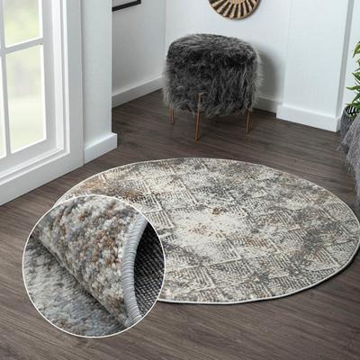Teppich "My Heart", beige (creme, hellgrau, weiß), H:8mm Ø:120cm, Polyester, MYFLAIR MÖBEL & ACCESSOIRES, Teppiche, Teppich, Kurzflor, modernes Design, besonders weich, auch in rund erhältlich