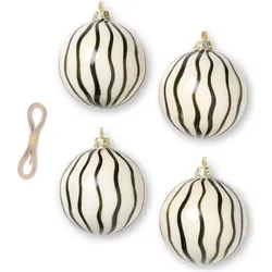Ferm Living Weihnachtskugeln gestreift, grün, 4 St.