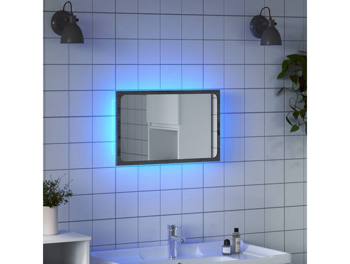 vidaXL Badspiegel Grau Sonoma 60x8,5x38 cm Holzwerkstoff