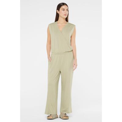 Overall SENSES.THE LABEL, Damen, Gr. L, Normalgrößen, beige (light sage), Material: 96% Viskose, 4% Elasthan, Overalls Overall, mit Tunnelzug