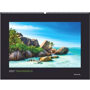 Kunth Bildkalender 761537, Trauminseln, Jahr 2027, Motiv: Landschaftsbilder, Spiralkalender 60 x 45cm