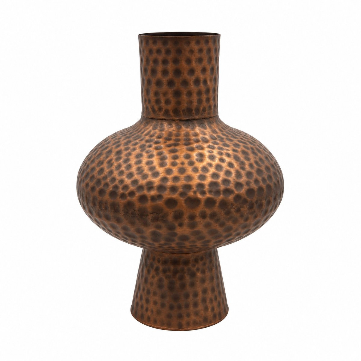 SENSE Metalen Vaas Brons - Gehamerde Decoratieve Vaas - Hoogte: 42 cm