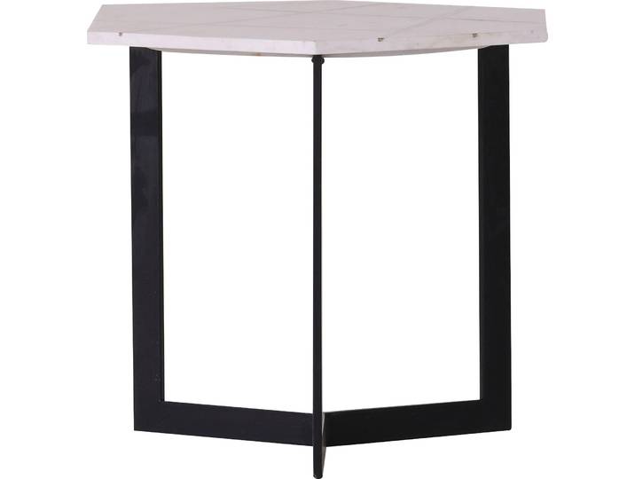 Beistelltisch HOME AFFAIRE Menton , schwarz (schwarz, weiß), Tische, Beistelltisch, mit Metall-Inlays in einer Marmorplatte