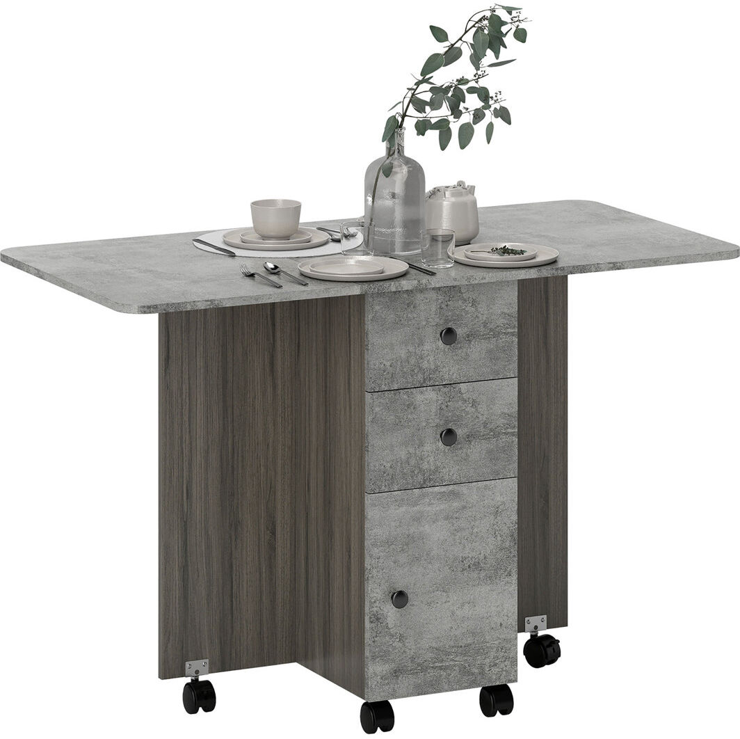 17 Stories Louima Folding Dining Table for 4-6 on Wheels Light Grey