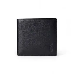 Polo Ralph Lauren Unisex. 405914235002 Schwarzes Portemonnaie aus genarbtem Leder (OSFA), Lässig, Klassisch