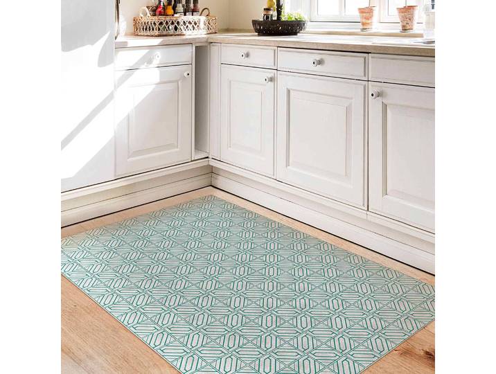 Tapis en vinyle carrelage Losanges 140 x 210cm Turquoise