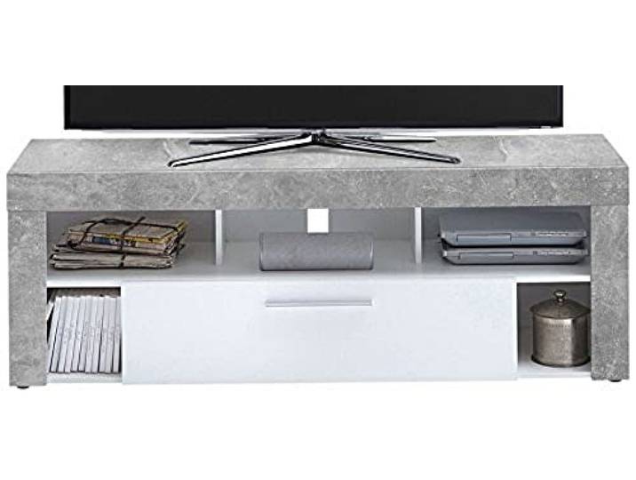 FMD Möbel, 271-001 Vibio 1 Lowboard, Spanplatte, Beton LA/Weiß, Maße 150.0 x 52.8 x 40.0 cm (BHT)